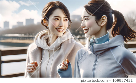 Women enjoying jogging in winter_03 Women enjoying jogging in winter_03 109937431