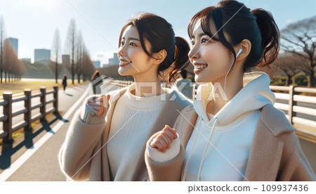 Women enjoying jogging in winter_05 109937436