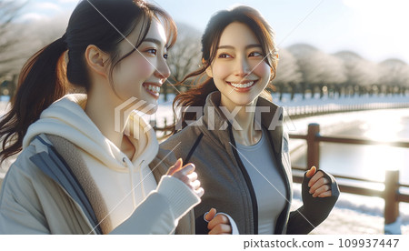 Women enjoying jogging in winter_07 109937447