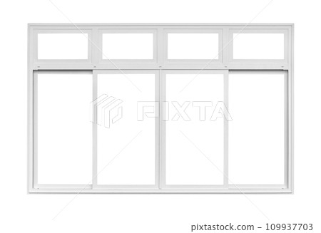 Real modern house window frame isolated on white background with clipping path 109937703