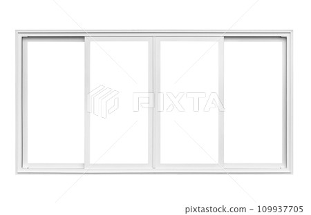 Real modern house window frame isolated on white background with clipping path 109937705