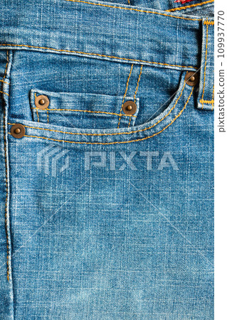 Blue denim Jeans pocket texture background closeup 109937770