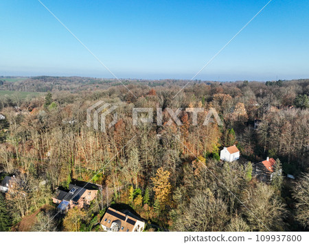 Aerial view of small countryside town in the area of Walloon, Belgium 109937800
