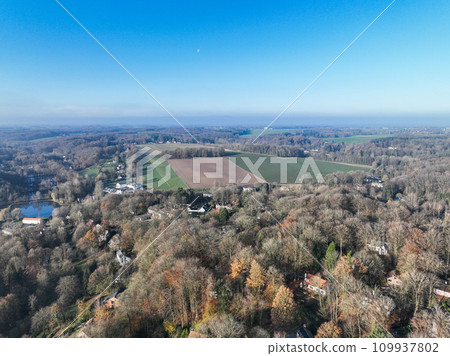 Aerial view of small countryside town in the area of Walloon, Belgium 109937802