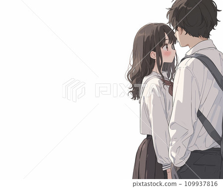 Male and female high school students being aware of each other (AI-generated image) Male and female high school students being aware of each other (AI-generated image) 109937816