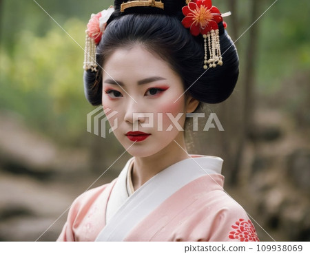 Portrait of a young Asian woman in national clothes. 109938069