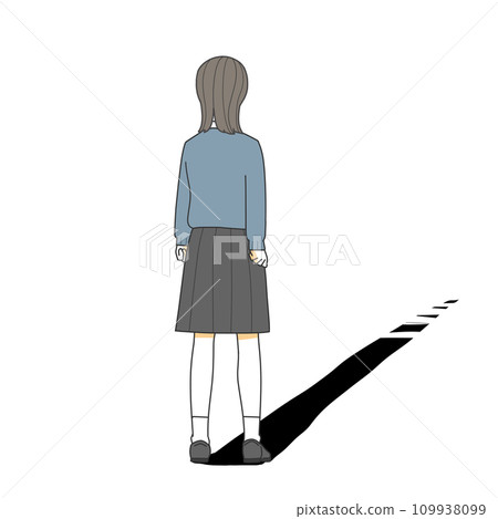 Rear view of a female student standing frozen 109938099