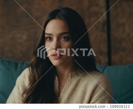 Portrait of a young brunette woman. 109938121