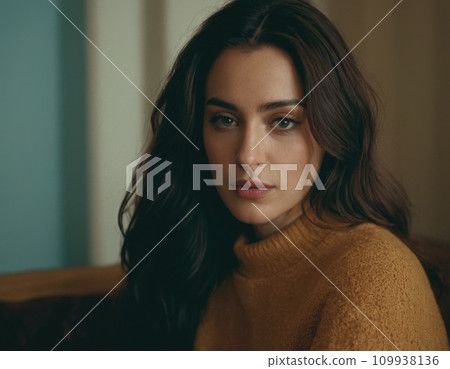 Portrait of a young brunette woman. 109938136