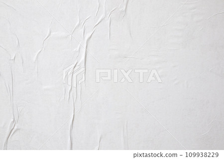 Blank white crumpled and creased paper poster texture background 109938229