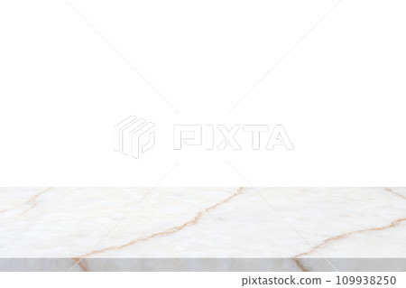 white marble stone table top isolated on white background for product display white marble stone table top isolated on white background for product display 109938250