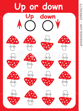 Up or down. Directions for children. Logic game. Spatial orientation. Study sheet. 109939273