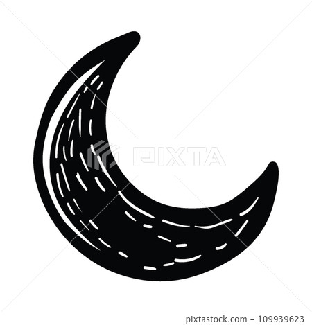Crescent Moon Line-art Hand-drawn 109939623