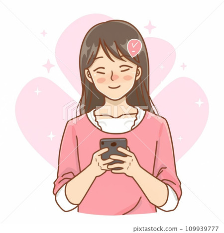 Cute girl talking with love in mobile 109939777