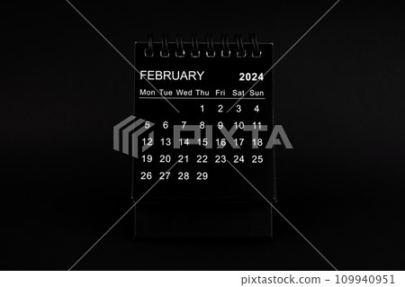 Black Calendar for February 2024. 109940951