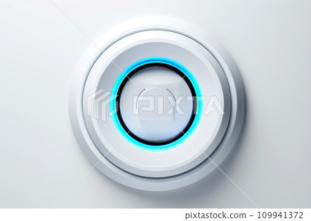 Abstract high tech multicolor button on white background 109941372