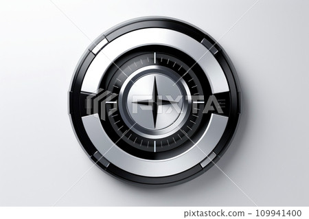 Abstract high tech multicolor button on white background 109941400
