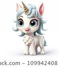Cute young unicorn on white background. 109942408