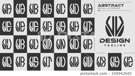 Modern line abstract shape V VV letter logo design set 109942685