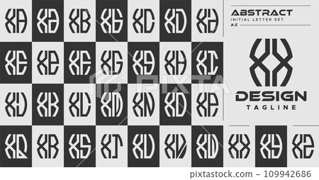 Modern line abstract shape X XX letter logo design set 109942686