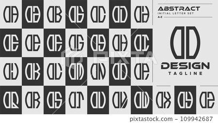 Modern line abstract shape O OO letter logo, number 0 00 design set Modern line abstract shape O OO letter logo, number 0 00 design set 109942687