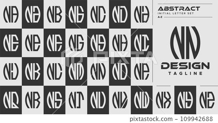 Modern line abstract shape N NN letter logo design set 109942688