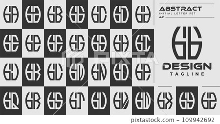 Modern line abstract shape lowercase letter B BB logo design set 109942692