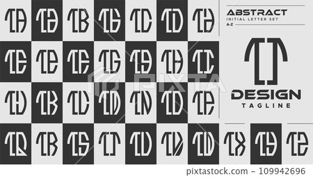 Modern line abstract shape T TT letter logo design set 109942696