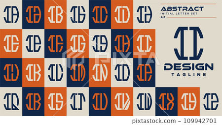 Set of simple abstract curve shape letter I II logo design 109942701