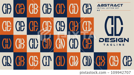 Set of simple abstract curve shape letter C CC logo design 109942707