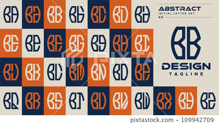 Set of simple abstract curve shape letter B BB logo design 109942709