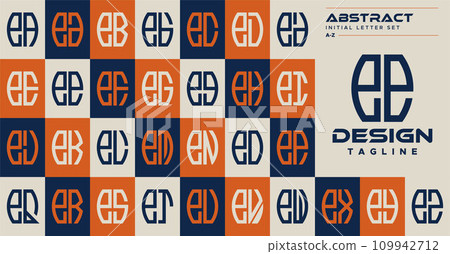Set of abstract curve shape lowercase letter E EE logo design Set of abstract curve shape lowercase letter E EE logo design 109942712