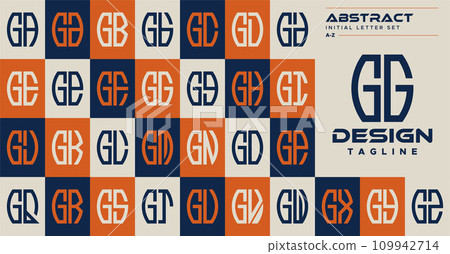 Set of simple abstract curve shape letter G GG logo design Set of simple abstract curve shape letter G GG logo design 109942714