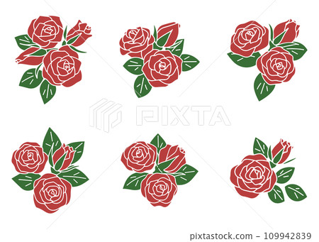 手寫的玫瑰圖示集向量-插圖素材[109942839] - PIXTA圖庫