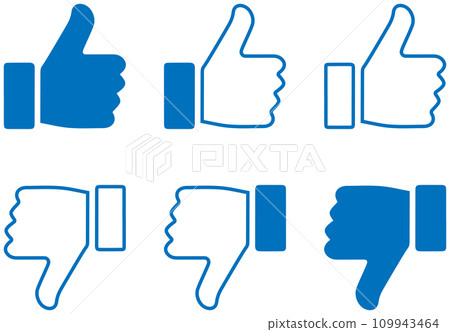 豎起大拇指和大拇指朝下圖示設定藍色 109943464