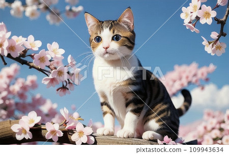 Cherry blossoms and cats Cherry blossoms and cats 109943634