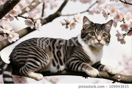 Cherry blossoms and cats Cherry blossoms and cats 109943635