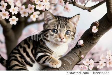 Cherry blossoms and cats Cherry blossoms and cats 109943636