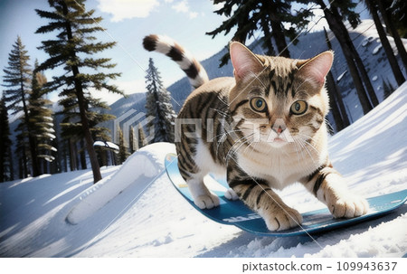 cat snowboarding cat snowboarding 109943637