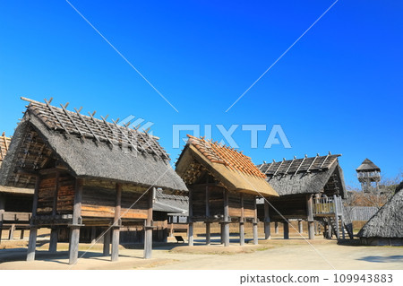 [Saga Prefecture] Yoshinogari Historical Park (Kura and City) under clear skies 109943883