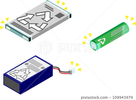Image material for how to dispose of batteries with an isometric recycling mark Image material for how to dispose of batteries with an isometric recycling mark 109943979