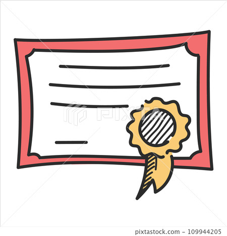 Certificate doodle icon vector isolated 109944205