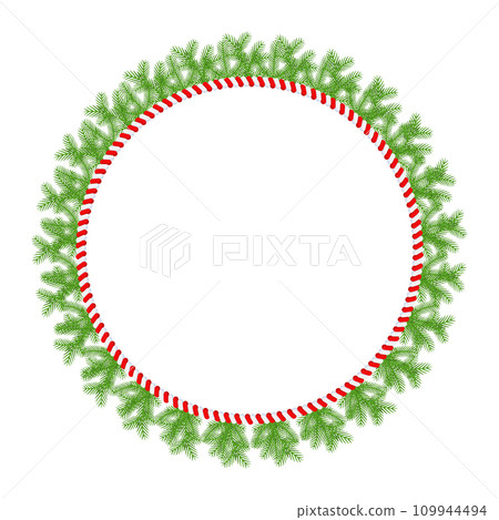 Christmas round floral wreath frame. Winter holiday decoration Christmas round floral wreath frame. Winter holiday decoration 109944494
