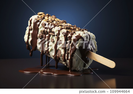 AI-generated content. Delicious ice cream on a dark background. Generative AI 109944664