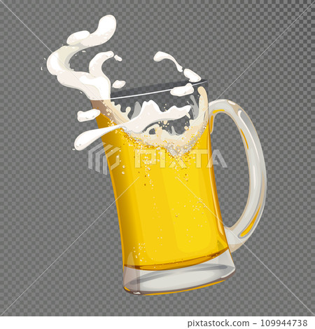 Pair of beer glasses making a toast Beer splash Pair of beer glasses making a toast Beer splash 109944738