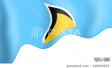 SAINT LUCIA country flag realistic independence day background. ST LUCIA commonwealth banner in motion waving, fluttering in wind. Festive patriotic HD format template for independence day 109944893