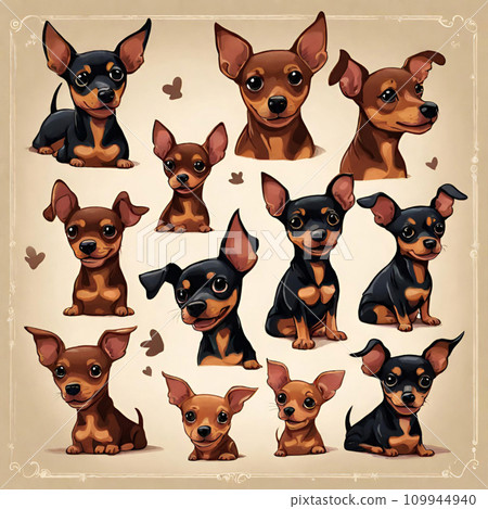 迷你杜賓犬的插圖 迷你杜賓犬的插圖 109944940