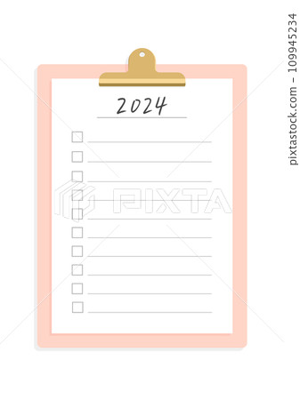 Handwritten 2024 checklist and stylish materials for binders - 2024 goals and plans 109945234