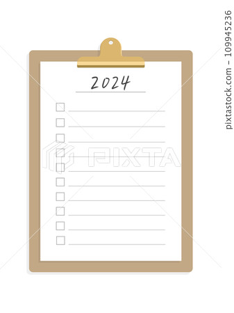 Handwritten 2024 checklist and stylish materials for binders - 2024 goals and plans 109945236