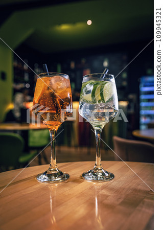 Gin tonic and aperol spritz cocktail Gin tonic and aperol spritz cocktail 109945321